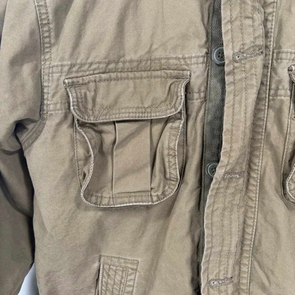 Gap Kids Field Jacket Kids XL 12 Brown Hooded Quilted Utility Military Coat